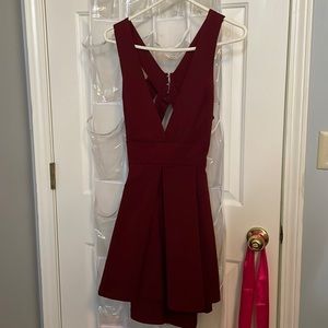 Burgundy strappy back dress